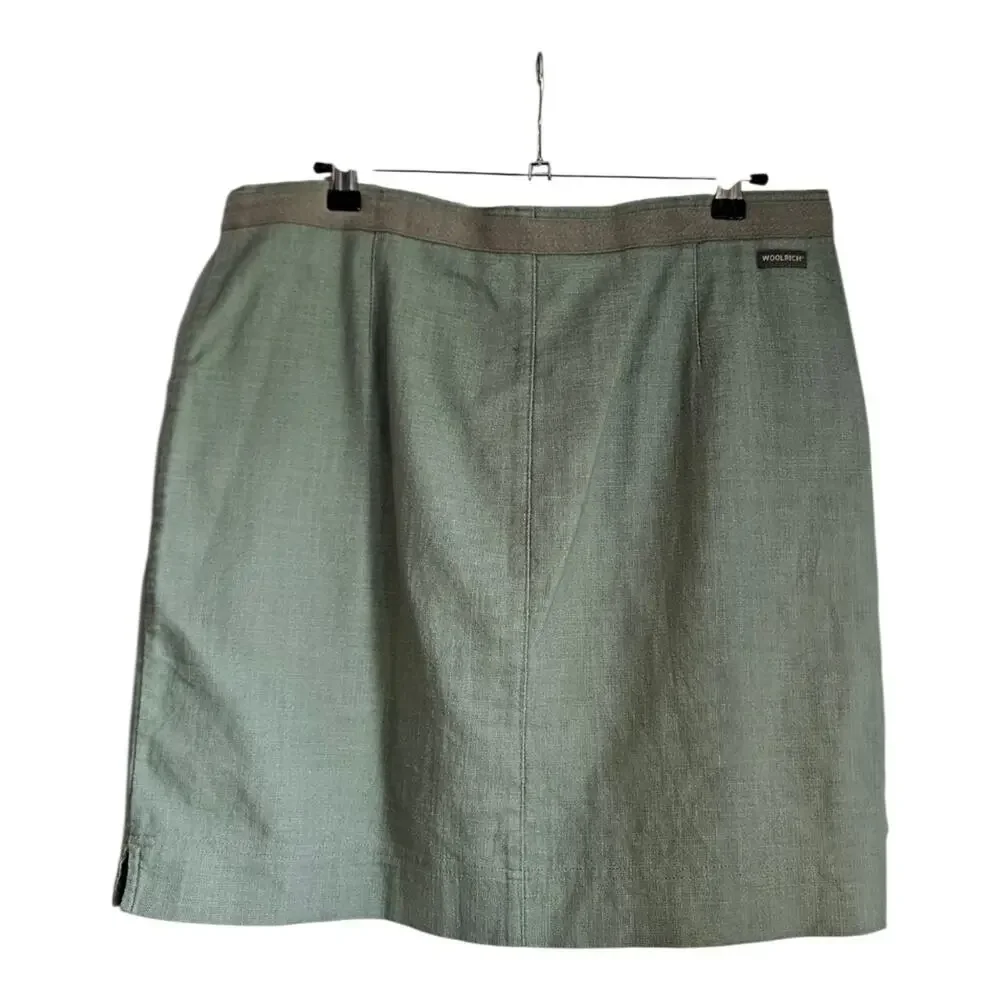 Woolrich Skirt Size 12 Olive Green 100% Cotton Front Pockets